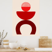 Poster Abstrait Art Moderne Formes géométriques Rouge (Cuisine)