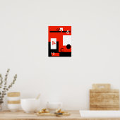Poster Abstrait Art rouge noir blanc (Cuisine)