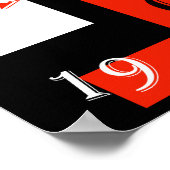 Poster Abstrait Art rouge noir blanc (Coin)