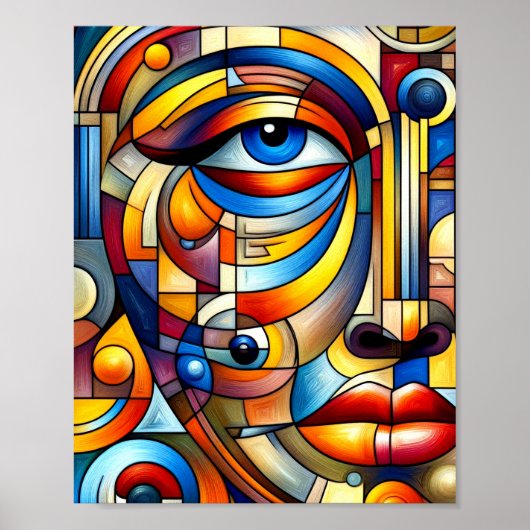 Poster Abstrait Art Stylisé visage humain (Devant)