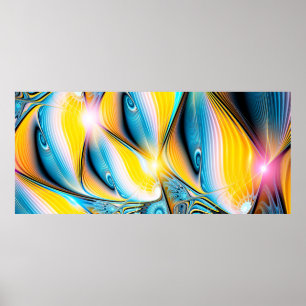Poster Abstrait artistique doré et bleu lumière moderne r