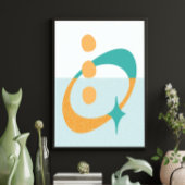 Poster Abstrait Atomique du Milieu du Siècle Aqua, Orange