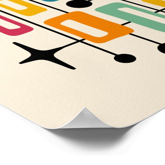 Poster Abstrait atomique moderne du milieu du siècle (Coin)