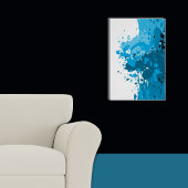 Poster Abstrait audacieux éclaboussé bleu et blanc