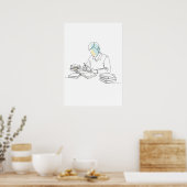 Poster Abstrait auteur une ligne art continu (Cuisine)