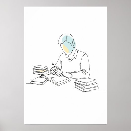 Poster Abstrait auteur une ligne art continu (Devant)