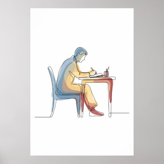 Poster Abstrait auteur une ligne art continu (Devant)