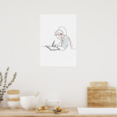 Poster Abstrait auteur une ligne art continu (Cuisine)