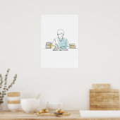 Poster Abstrait auteur une ligne art continu (Cuisine)