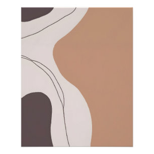 Poster Abstrait aux tons chauds de la Terre avec des lign