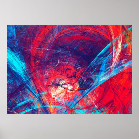Poster Abstrait beau rouge et bleu clair dossier couleur (Devant)