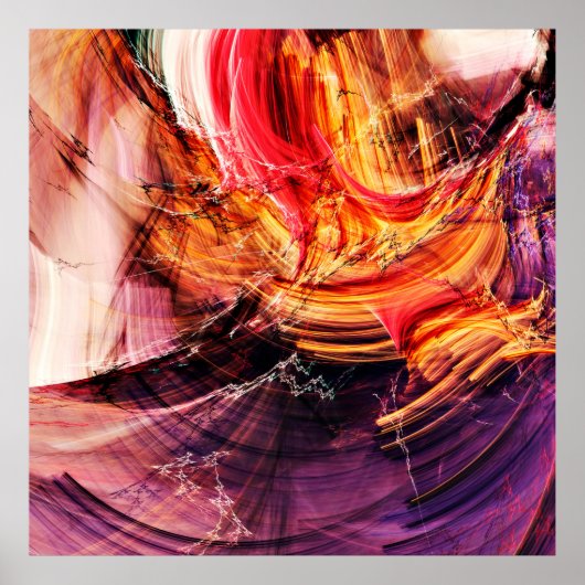 Poster Abstrait beau violet, rouge et jaune brillant c (Devant)