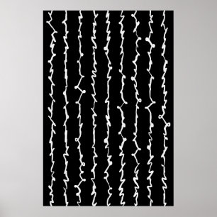 Poster Abstrait Black and White Scribbles