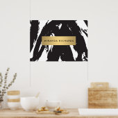 Poster Abstrait Black Brushstrokes (Cuisine)