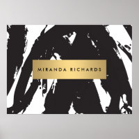 Poster Abstrait Black Brushstrokes