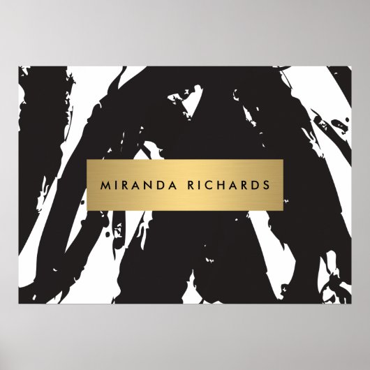 Poster Abstrait Black Brushstrokes (Devant)