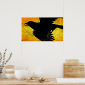 Poster Abstrait Black Crow Grunge (Cuisine)