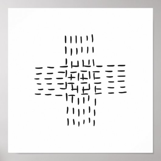Poster Abstrait Black White Dash Cross Art minimal (Devant)
