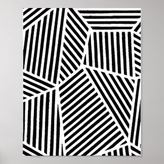 Poster Abstrait Black White Line Art