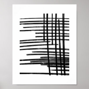 Poster Abstrait Black & White Lines Art - Scratches 2