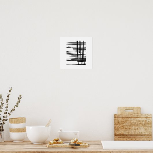 Poster Abstrait Black & White Lines Art - Scratches 2 (Cuisine)