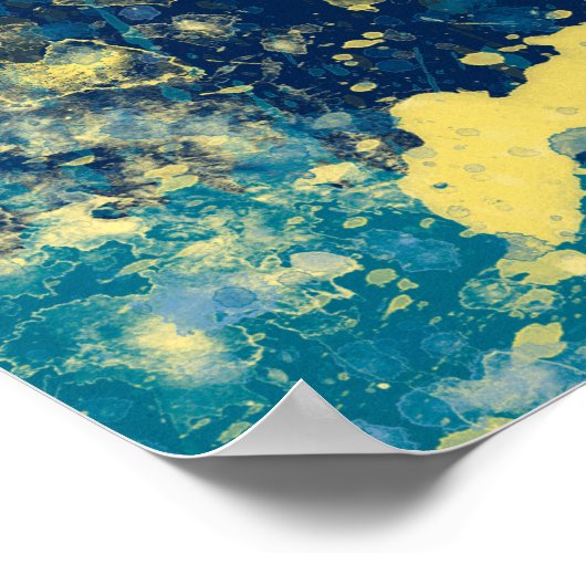 Poster Abstrait bleu et jaune moderne (Coin)