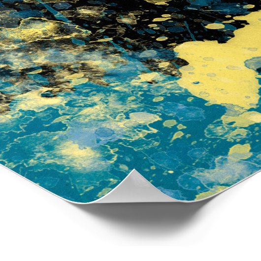 Poster Abstrait bleu et jaune moderne (Coin)