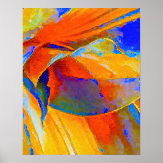 Poster Abstrait bleu et orange (Devant)