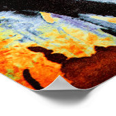 Poster Abstrait bleu, orange et vert (Coin)