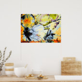 Poster Abstrait bleu, orange et vert (Cuisine)