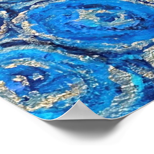 Poster Abstrait Blue and Silver Circles (Coin)