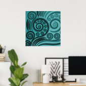 Poster Abstrait Blue Fern Frond Curls (Bureau à domicile)