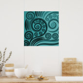 Poster Abstrait Blue Fern Frond Curls (Cuisine)