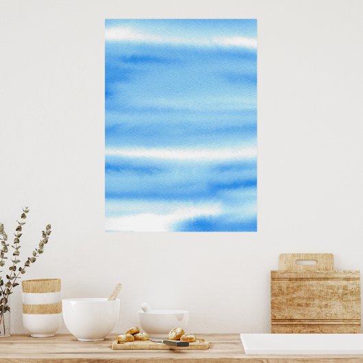 Poster Abstrait Blue Sky Watercolor (Cuisine)