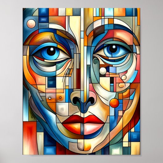 Poster Abstrait Bohème De Dame Moderne Face. (Devant)