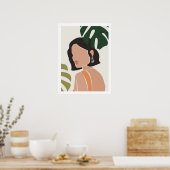 Poster Abstrait Boho Femme Visage Print (Cuisine)