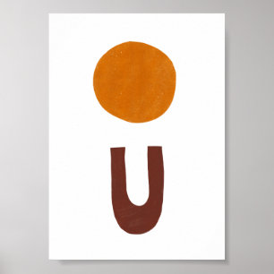 Poster Abstrait Boho Formes Jaunes et Rouges