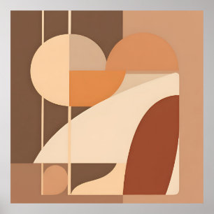 Poster Abstrait Boho Géométrique Terracotta Moderne