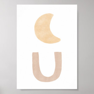 Poster Abstrait Boho Rose Formes Bohémiens