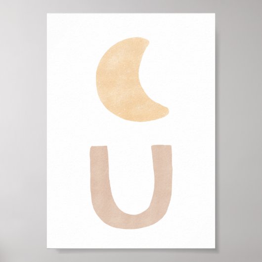 Poster Abstrait Boho Rose Formes Bohémiens (Devant)