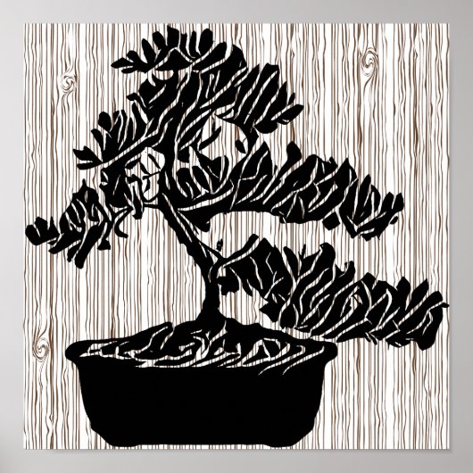 Poster Abstrait Bonsai Tree Silhouette Art original (Devant)