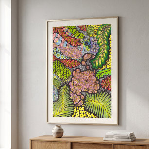 Poster Abstrait Botanique Bohème Maximaliste Psychedéliqu