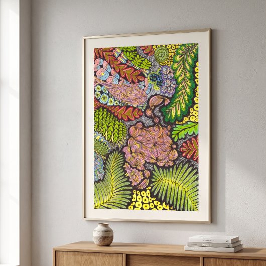Poster Abstrait Botanique Bohème Maximaliste Psychedéliqu