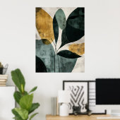 Poster Abstrait Botanique Vert Moutarde Texturé Minimalis (Bureau à domicile)