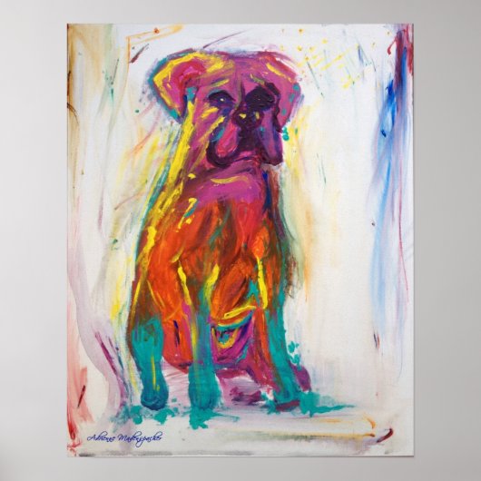 Poster Abstrait Boxer Dog (Devant)