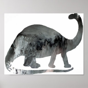 Poster Abstrait Brontosaurus Silhouette.