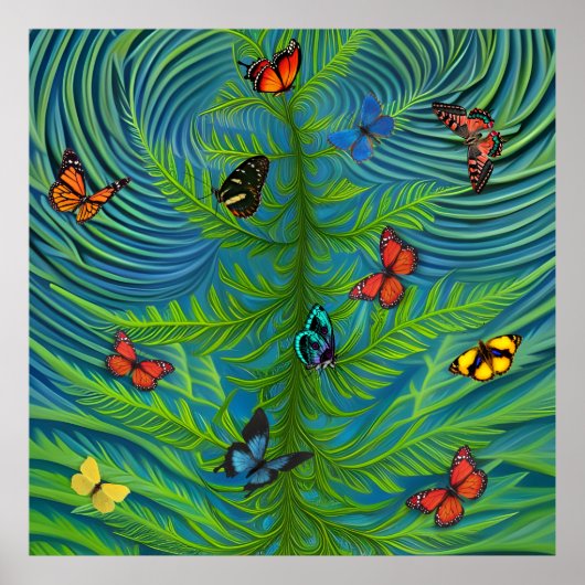 Poster Abstrait Butterfly Dream Garden (Devant)