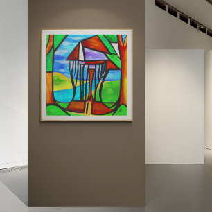 Poster Abstrait - Cabane dans la forêt