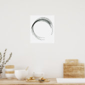 Poster abstrait cercle ronde dessiner noir blanc scrawl m (Cuisine)