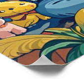 Poster Abstrait Chien Cartoon maman chiot (Coin)